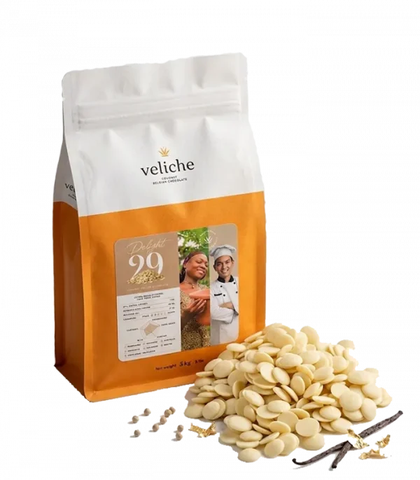 Шоколад білий 29% Veliche Бельгія Білий бельгійський шоколад Veliche Delight 29% у калетах 5 кг