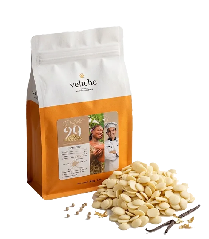 Шоколад білий 29% Veliche Бельгія Білий бельгійський шоколад Veliche Delight 29% у калетах 5 кг