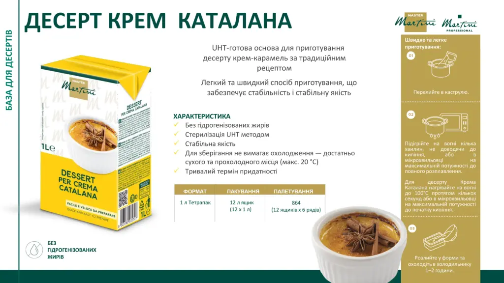 Основа для приготовления испанского крема Каталана UHT 1 л Master Martini