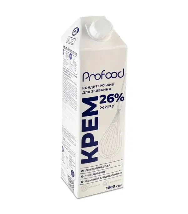 Крем кондитерський ProFood для взбивання 26% жиру, продукт рослинний