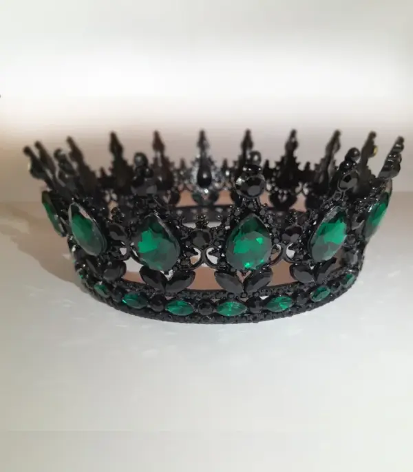 Корона d12см h5.5см Чорна з смарагдовим камінням