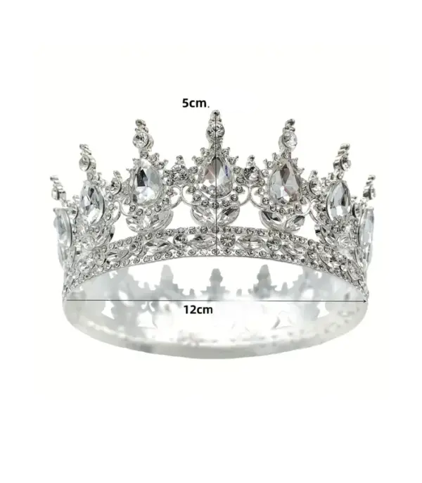 Корона d12см h5.5см Срібна з білим камінням