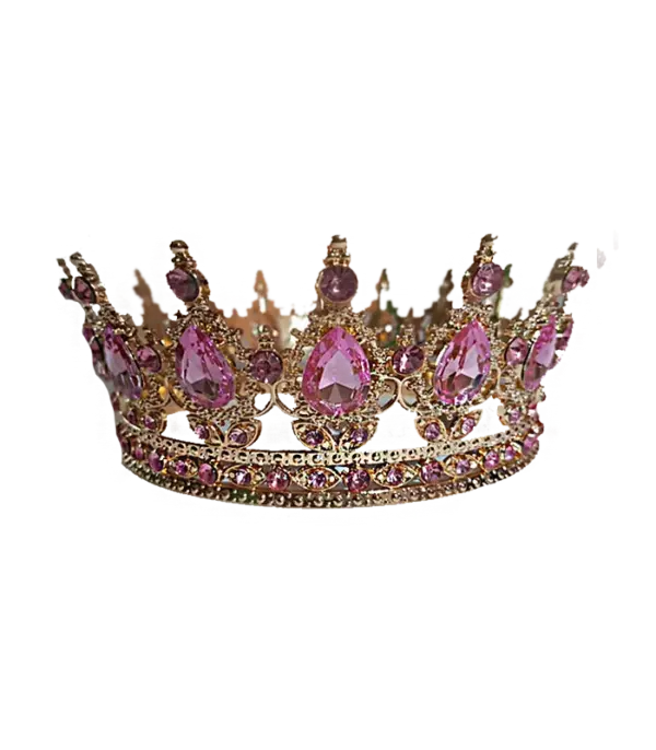 Корона d12см h5.5см Золота з рожевим камінням