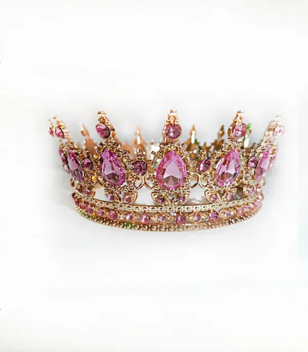 Корона d12см h5.5см Золота з розовим камінням