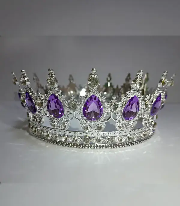 Корона d12см h5.5см Срібна з фіолетовим камінням