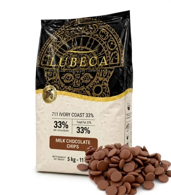 Молочний шоколад кувертюр Lubeca 33% (Німеччина) в дропсах